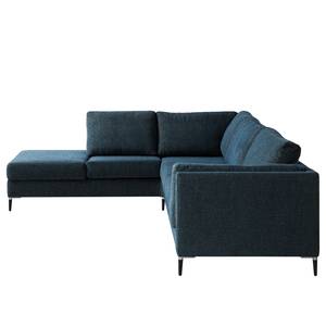 Ecksofa COSO Classic+ mit Ottomane Webstoff - Chenille Rufi: Blau - Breite: 311 cm - Ottomane davorstehend links - Keine Funktion - Schwarz