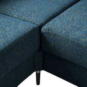 Ecksofa COSO Classic+ mit Ottomane Webstoff - Chenille Rufi: Blau - Breite: 311 cm - Ottomane davorstehend links - Keine Funktion - Schwarz