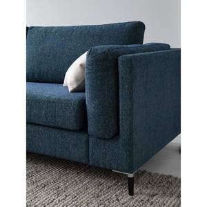 Ecksofa COSO Classic+ mit Ottomane Webstoff - Chenille Rufi: Blau - Breite: 311 cm - Ottomane davorstehend links - Keine Funktion - Schwarz