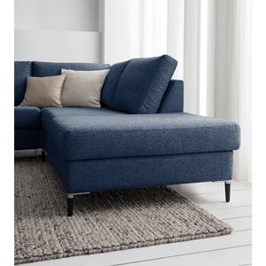 Ecksofa COSO Classic+ mit Ottomane Webstoff - Webstoff Inze: Blau - Breite: 311 cm - Ottomane davorstehend rechts - Bettkasten - Schwarz