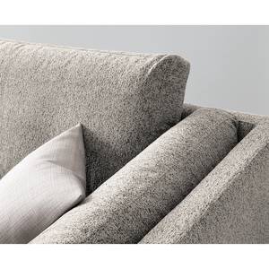 Canapé panoramique COSO Classic+ Tissu - Tissu Chenille Rufi: Beige - Méridienne courte à droite / longue à gauche (vue de face) - Coffre de lit - Noir