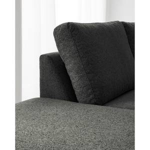 Wohnlandschaft COSO Classic+ Webstoff - Chenille Rufi: Anthrazit - Longchair davorstehend rechts / Ottomane links - Keine Funktion - Schwarz