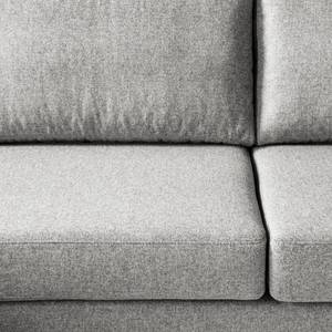 Canapé panoramique COSO Classic+ Tissu - Tissu Inze: Gris clair - Méridienne courte à droite / longue à gauche (vue de face) - Coffre de lit - Noir