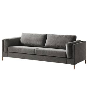 3-Sitzer Sofa COSO Classic+ Webstoff - Chenille Rufi: Grau - Eiche Dunkel