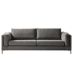 3-Sitzer Sofa COSO Classic+ Webstoff - Chenille Rufi: Grau - Eiche Dunkel
