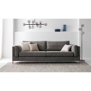 3-Sitzer Sofa COSO Classic+ Webstoff - Chenille Rufi: Grau - Eiche Dunkel