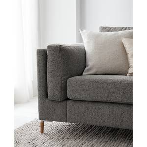 3-Sitzer Sofa COSO Classic+ Webstoff - Chenille Rufi: Grau - Eiche Dunkel