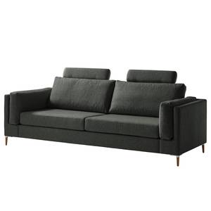 3-Sitzer Sofa COSO Classic+ Webstoff - Webstoff Inze: Dunkelgrau - Eiche Dunkel
