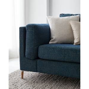 3-Sitzer Sofa COSO Classic+ Webstoff - Chenille Rufi: Blau - Eiche Dunkel