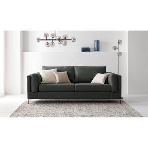 2,5-Sitzer Sofa COSO Classic+ Webstoff - Webstoff Inze: Dunkelgrau - Eiche Dunkel