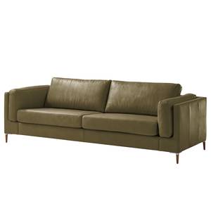 3-Sitzer Sofa COSO Classic+ Echtleder - Echtleder Taru: Olivgrün - Eiche Dunkel