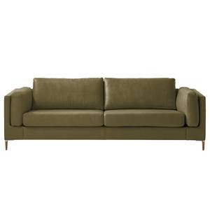 3-Sitzer Sofa COSO Classic+ Echtleder - Echtleder Taru: Olivgrün - Eiche Dunkel