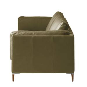 3-Sitzer Sofa COSO Classic+ Echtleder - Echtleder Taru: Olivgrün - Eiche Dunkel