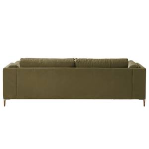 3-Sitzer Sofa COSO Classic+ Echtleder - Echtleder Taru: Olivgrün - Eiche Dunkel