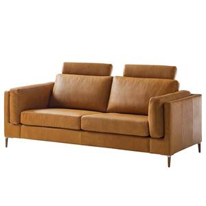 2,5-Sitzer Sofa COSO Classic+ Echtleder - Echtleder Taru: Hellbraun - Eiche Dunkel