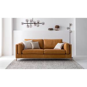 2,5-Sitzer Sofa COSO Classic+ Echtleder - Echtleder Taru: Hellbraun - Eiche Dunkel