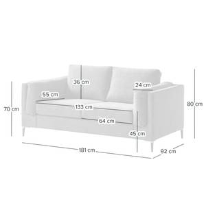 2-Sitzer Sofa COSO Classic+ Webstoff - Chenille Rufi: Anthrazit - Eiche Dunkel