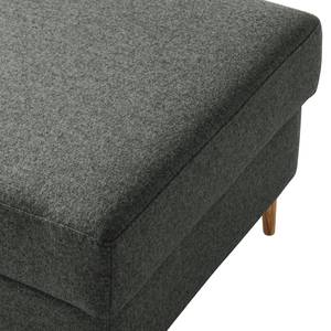 Gestoffeerde hocker COSO Classic+ geweven stof - Geweven stof Inze: Donkergrijs - Breedte: 64 cm - Donkere eikenhout