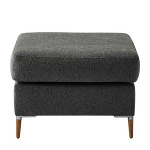 Gestoffeerde hocker COSO Classic+ geweven stof - Chenille Rufi: Antracietkleurig - Breedte: 64 cm - Donkere eikenhout