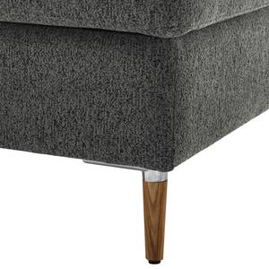 Gestoffeerde hocker COSO Classic+ geweven stof - Chenille Rufi: Antracietkleurig - Breedte: 64 cm - Donkere eikenhout