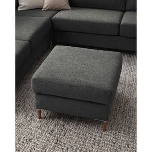 Gestoffeerde hocker COSO Classic+ geweven stof - Chenille Rufi: Antracietkleurig - Breedte: 64 cm - Donkere eikenhout