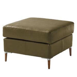 Repose-pieds COSO Classic+ Cuir véritable - Cuir véritable Taru : Vert olive - Largeur : 64 cm - Chêne foncé