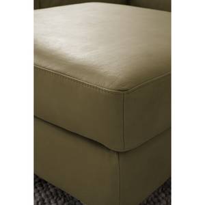 Gestoffeerde hocker COSO Classic+ echt leer - Leer Taru: Olijfgroen - Breedte: 64 cm - Donkere eikenhout