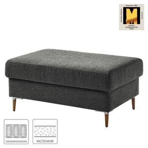 Gestoffeerde hocker COSO Classic+ geweven stof - Chenille Rufi: Antracietkleurig - Breedte: 95 cm - Donkere eikenhout