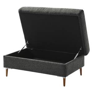 Gestoffeerde hocker COSO Classic+ geweven stof - Chenille Rufi: Antracietkleurig - Breedte: 95 cm - Donkere eikenhout