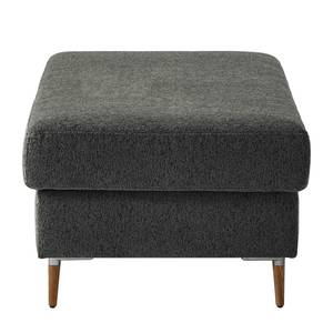 Gestoffeerde hocker COSO Classic+ geweven stof - Chenille Rufi: Antracietkleurig - Breedte: 95 cm - Donkere eikenhout