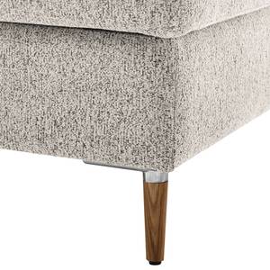 Gestoffeerde hocker COSO Classic+ geweven stof - Chenille Rufi: Beige - Breedte: 95 cm - Donkere eikenhout