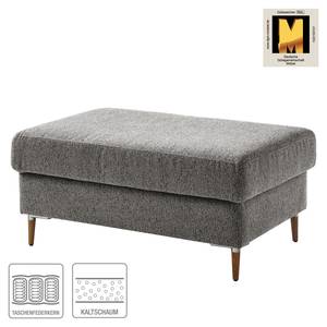 Repose-pieds COSO Classic+ Tissu - Tissu Chenille Rufi: Gris - Largeur : 95 cm - Chêne foncé