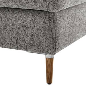 Gestoffeerde hocker COSO Classic+ geweven stof - Chenille Rufi: Grijs - Breedte: 95 cm - Donkere eikenhout