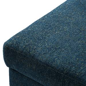 Gestoffeerde hocker COSO Classic+ geweven stof - Chenille Rufi: Blauw - Breedte: 95 cm - Donkere eikenhout