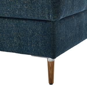 Gestoffeerde hocker COSO Classic+ geweven stof - Chenille Rufi: Blauw - Breedte: 95 cm - Donkere eikenhout