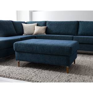 Repose-pieds COSO Classic+ Tissu - Tissu Chenille Rufi: Bleu - Largeur : 95 cm - Chêne foncé