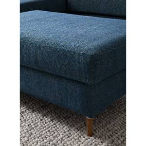 Repose-pieds COSO Classic+ Tissu - Tissu Chenille Rufi: Bleu - Largeur : 95 cm - Chêne foncé