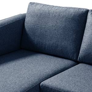 Ecksofa COSO Classic+ mit Longchair Webstoff - Webstoff Inze: Blau - Breite: 246 cm - Longchair davorstehend links - Eiche Dunkel