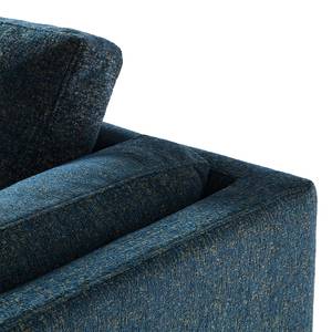 Ecksofa COSO Classic+ mit Longchair Webstoff - Chenille Rufi: Blau - Breite: 246 cm - Longchair davorstehend links - Eiche Dunkel