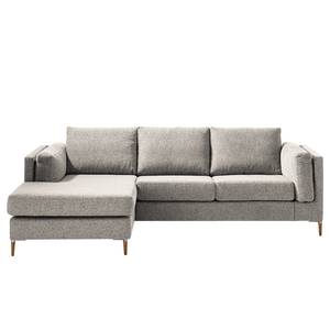 Ecksofa COSO Classic+ mit Longchair Webstoff - Chenille Rufi: Beige - Breite: 246 cm - Longchair davorstehend links - Eiche Dunkel