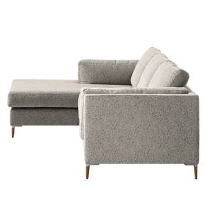 Ecksofa COSO Classic+ mit Longchair Webstoff - Chenille Rufi: Beige - Breite: 246 cm - Longchair davorstehend links - Eiche Dunkel