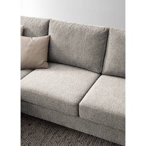 Ecksofa COSO Classic+ mit Longchair Webstoff - Chenille Rufi: Beige - Breite: 246 cm - Longchair davorstehend links - Eiche Dunkel