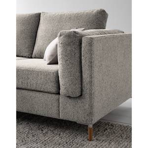 Ecksofa COSO Classic+ mit Longchair Webstoff - Chenille Rufi: Beige - Breite: 246 cm - Longchair davorstehend links - Eiche Dunkel