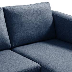 Ecksofa COSO Classic+ mit Longchair Webstoff - Webstoff Inze: Blau - Breite: 246 cm - Longchair davorstehend rechts - Eiche Dunkel