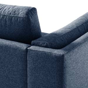 Ecksofa COSO Classic+ mit Longchair Webstoff - Webstoff Inze: Blau - Breite: 246 cm - Longchair davorstehend rechts - Eiche Dunkel