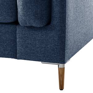 Ecksofa COSO Classic+ mit Longchair Webstoff - Webstoff Inze: Blau - Breite: 287 cm - Longchair davorstehend links - Eiche Dunkel
