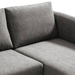 Ecksofa COSO Classic+ mit Longchair Webstoff - Chenille Rufi: Grau - Breite: 287 cm - Longchair davorstehend rechts - Eiche Dunkel