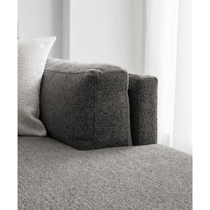 Ecksofa COSO Classic+ mit Longchair Webstoff - Chenille Rufi: Grau - Breite: 287 cm - Longchair davorstehend rechts - Eiche Dunkel