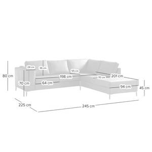 Ecksofa COSO Classic+ mit Ottomane Echtleder - Echtleder Taru: Nougat - Breite: 245 cm - Ottomane davorstehend rechts - Bettkasten - Eiche Dunkel