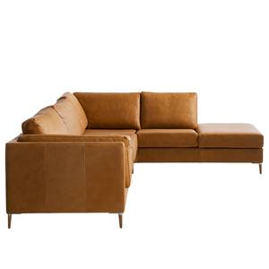 Ecksofa COSO Classic+ mit Ottomane Echtleder - Echtleder Taru: Hellbraun - Breite: 311 cm - Ottomane davorstehend rechts - Keine Funktion - Eiche Dunkel